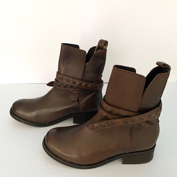 Diesel leather brown ankle boots removable strap Size US 10 EU 41 - Picture 3 of 7